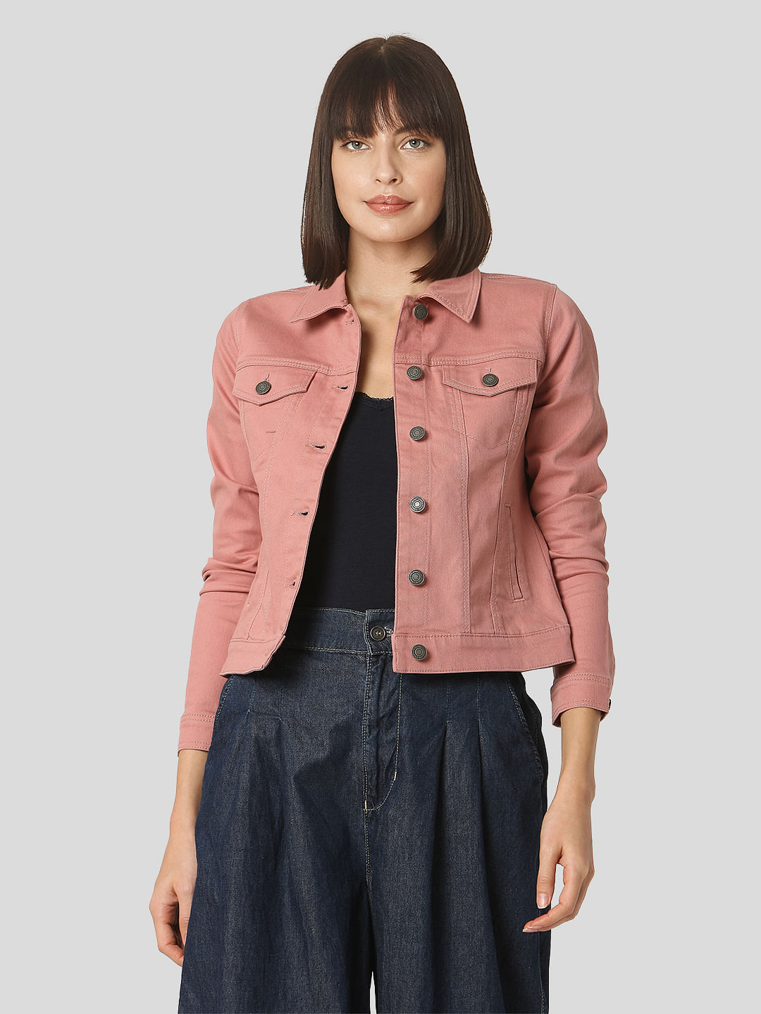 Buy Pink Denim Jacket Online In India.